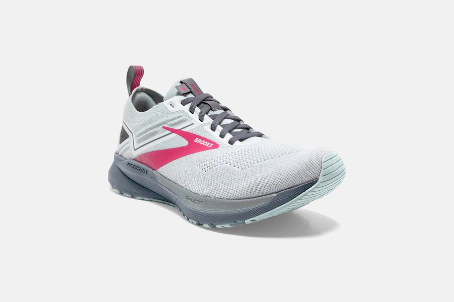 Brooks Running Shoes - Ricochet 3 Road Womens - White/Pink - BSU-627405